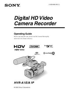 Sony HVR A1E manual. Camera Instructions.